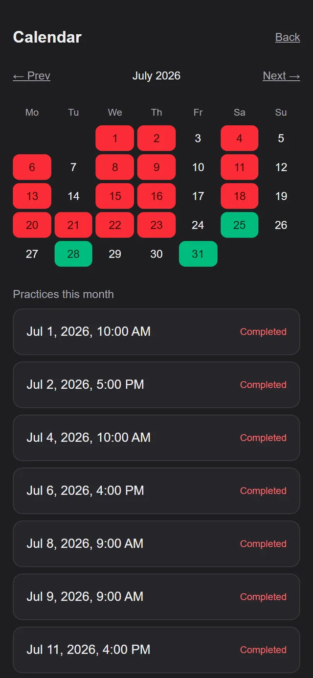 A clear training calendar
